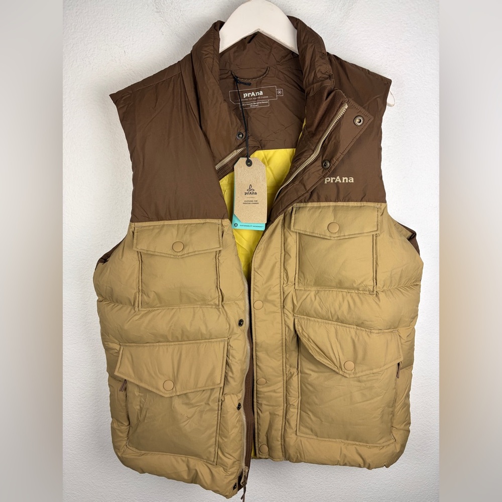 prAna by Columbia Timber Trail Down Puffer Vest Shire Colorblock NWT Size Medium - Picture 4 of 10